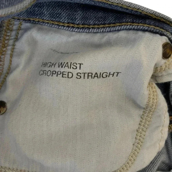 7 For All Mankind High Waist Cropped Straight Distressed Hem Jeans Size 26 - Picture 10 of 12